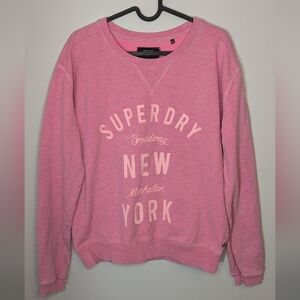 Superdry City Sweatshirt - Overdyed City Pink Crew Neck Pullover - Size M